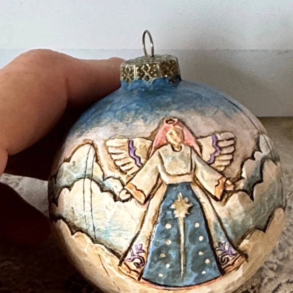 Vintage decoupage Angels Christmas tree ball ornament